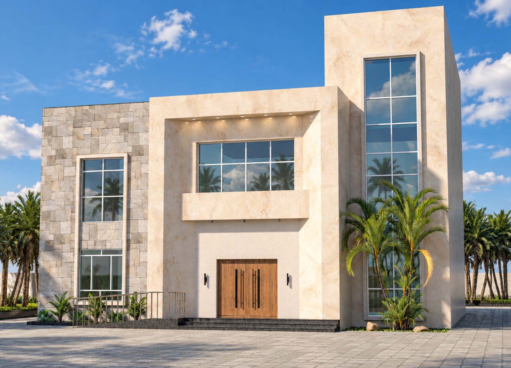 Private luxury villa modern facade architecture in MBZ Abu Dhabi